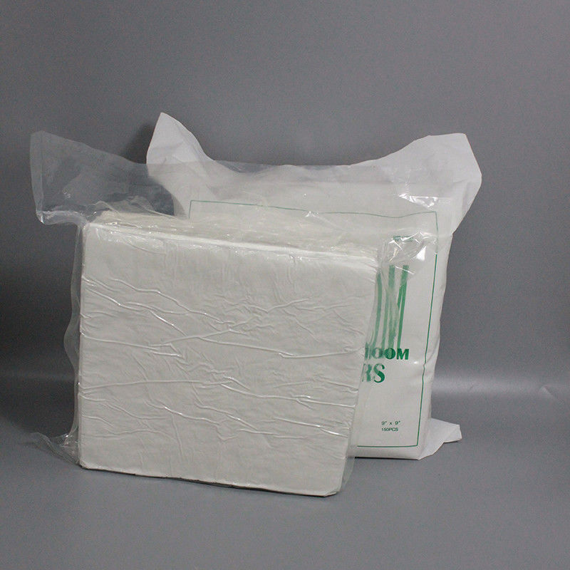 Knit 2 Ply Cleanroom Polyester Wipes Lint Free Sterile Wipes Ultrasonic Sealed Edge