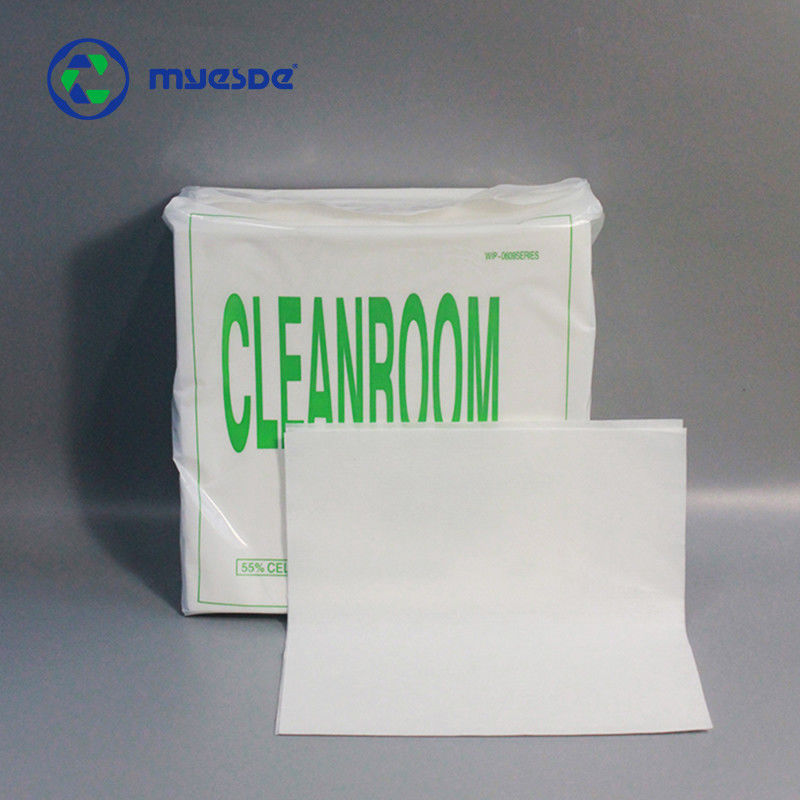 55% Cellulose 45% Polyester Presaturated Cleanroom Wipes 68g Fabric White Polyester Wiper 9x9