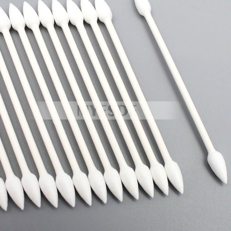 Double Sharp Head Industrial Cotton Swabs Lint Free Paper Stick Cotton Cleaning Swab