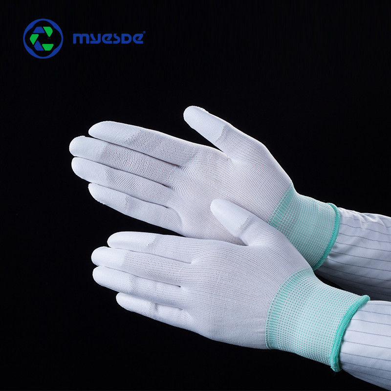 High Density White Polyester Cleanroom Gloves Carbon Fiber ESD Gloves Industrial Good Quality