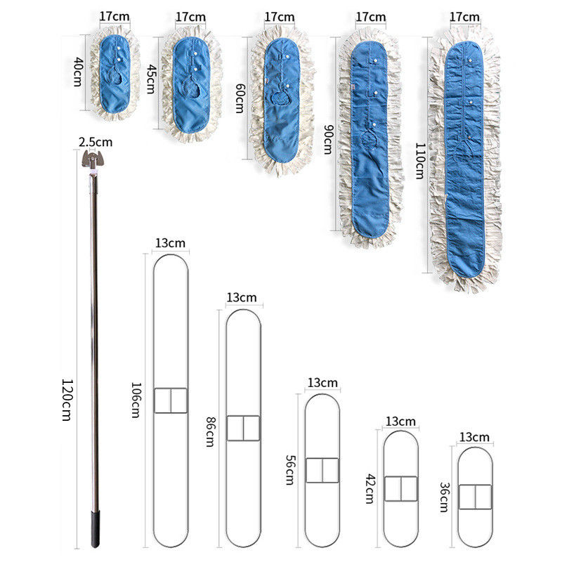 Large Surface ESD Cleanroom Microfiber Mop With High Water Absorption