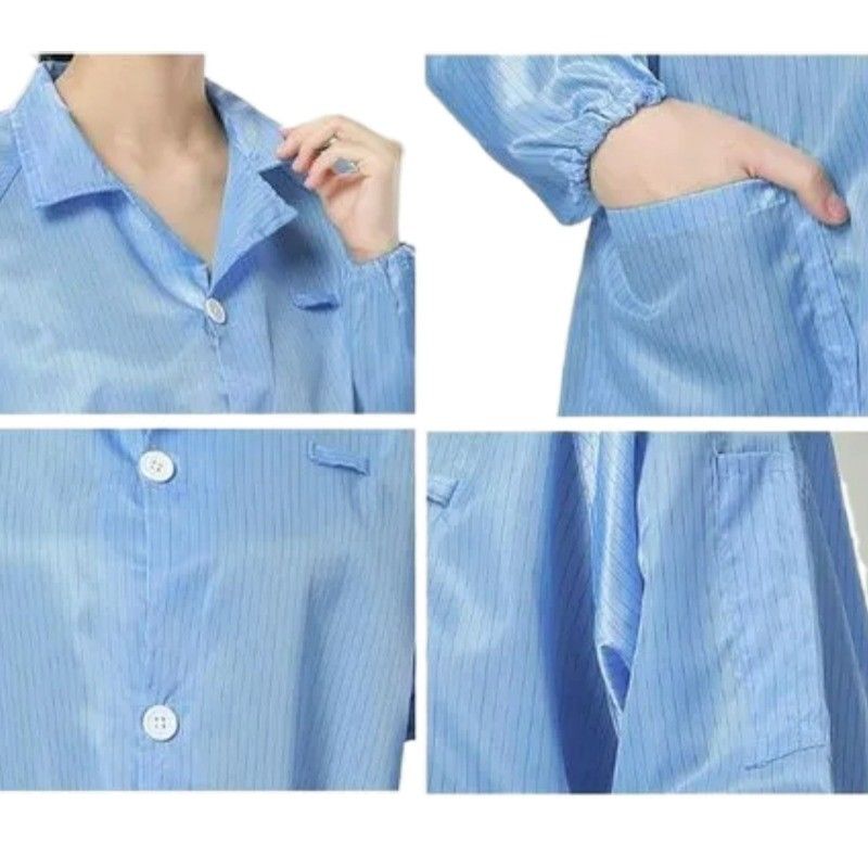 esd Manufacture Washable Polyester Esd Fabric Garments esd Coverall Anti-static Antistatic Cleanroom Apparel