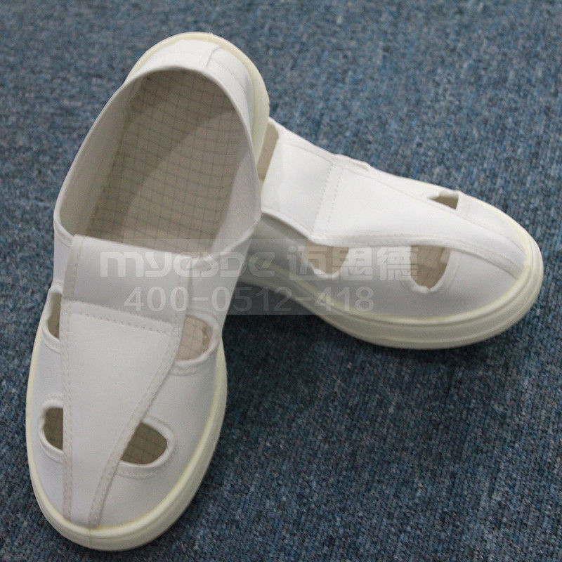 esd protection shoes Pu White blue Shoes Anti-static Esd Pu Esd Cleanroom Shoes With 4 Holes Welcro cleanroom esd shoes
