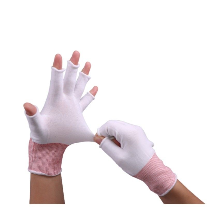 Low Lint Half Finger Clean Room Glove Liners Ultra Thin And Breathable