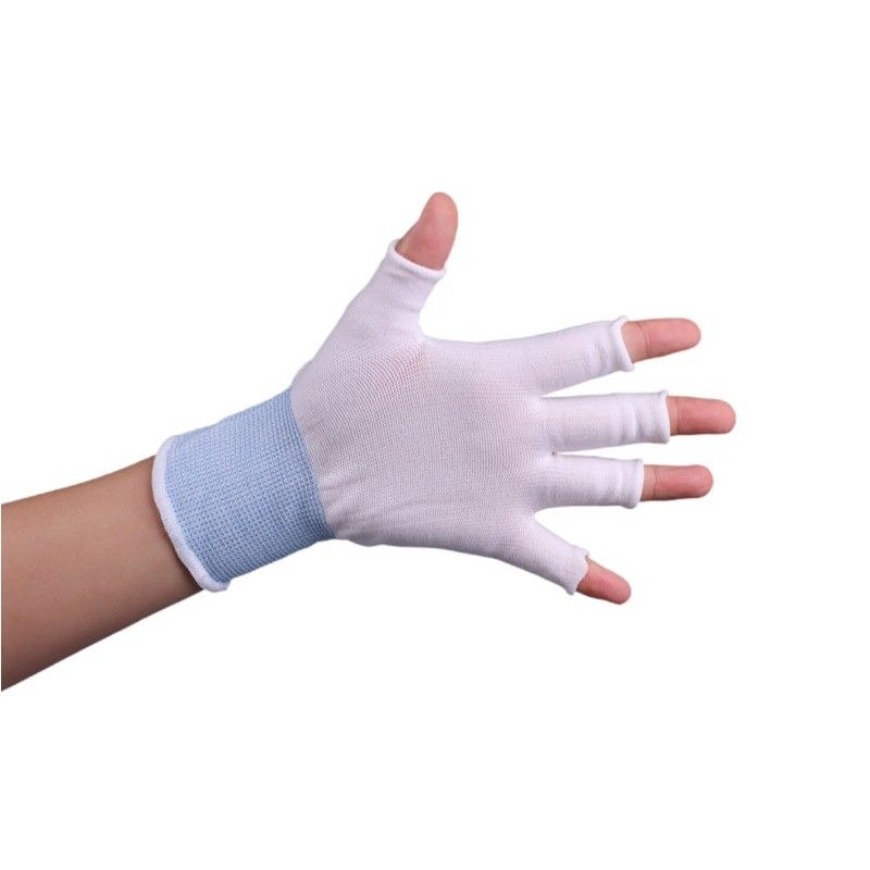 Knit Low Lint Half Finger Nylon Polyester Glove Liners Medium Weight 13 Gauge