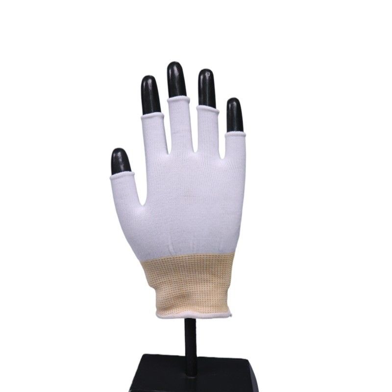 Knit Low Lint Half Finger Nylon Polyester Glove Liners Medium Weight 13 Gauge