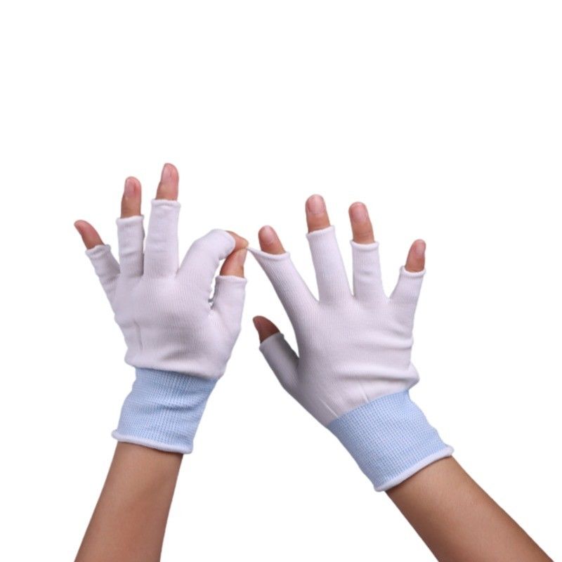 Low Lint Half Finger Clean Room Glove Liners Ultra Thin And Breathable