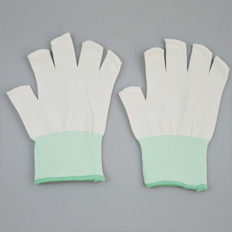 Reusable Seamless Construction Half-Finger Polyester Glove Liners For Cleanroom