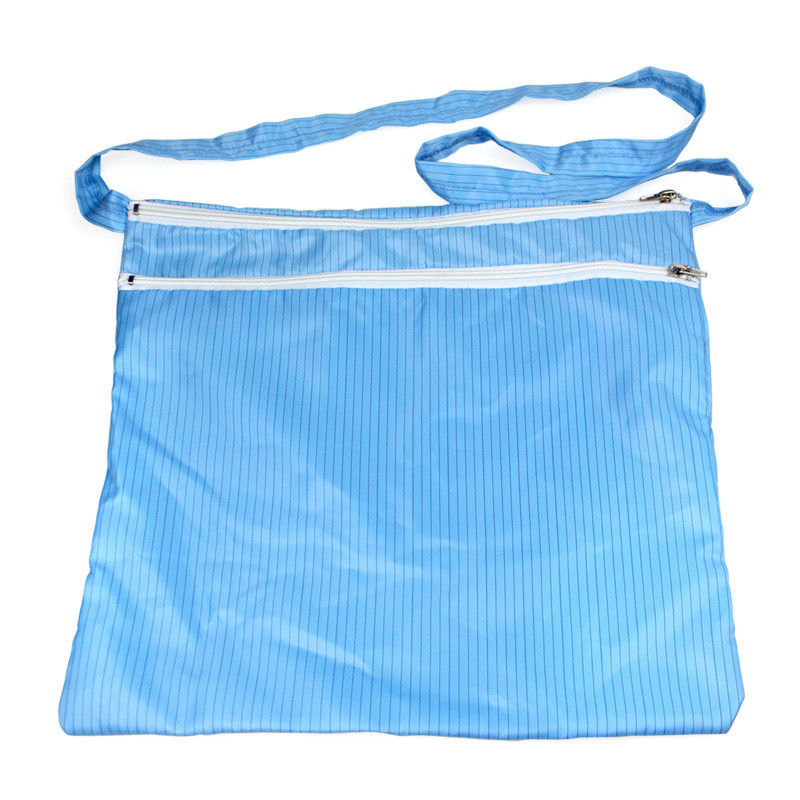 Ziplock Blue Anti-static Lint Free Fabric Bag ESD Clothing Bag Anti Static ESD Polyester Cleanroom Bag With Zipper