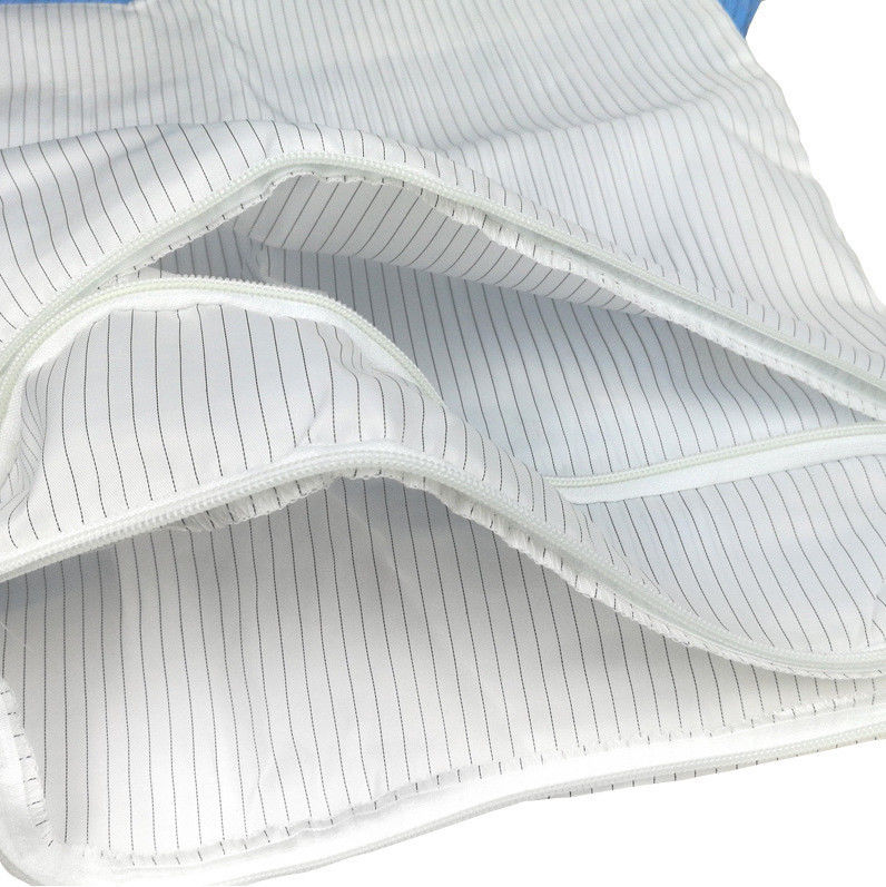 Ziplock Blue Anti-static Lint Free Fabric Bag ESD Clothing Bag Anti Static ESD Polyester Cleanroom Bag With Zipper