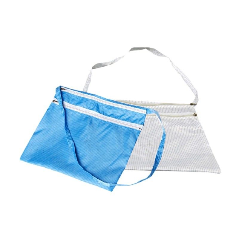 Ziplock Blue Anti-static Lint Free Fabric Bag ESD Clothing Bag Anti Static ESD Polyester Cleanroom Bag With Zipper